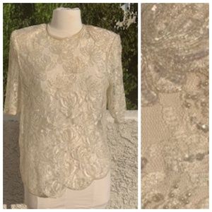 Vintage | Beaded & Sequin Lace Top
